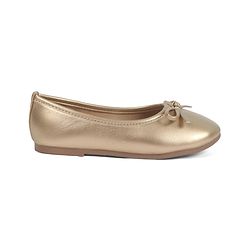 Pine Kids Slip On Closed Toe Ballerina with Bow Applique - Gold