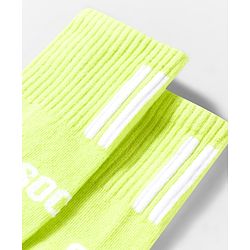 Pine Active Cotton Lycra Knit Breathable Knee Length Football Socks with Text Design - Neon Green