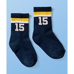 Pine Active Cotton Lycra Terry Knit Breathable Calf Length Athletic Socks with Number Design Pack of 3 - White Red & Black