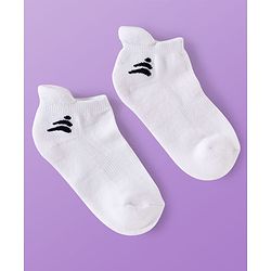 Pine Active Cotton Lycra Terry Knit Breathable Ankle Length Solid Athletic Socks Pack of 3 - White Blue & Black