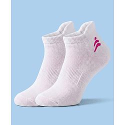 Pine Active Cotton Lycra Terry Knit Breathable Ankle Length Solid Athletic Socks Pack of 3 - White Pink & Light Green