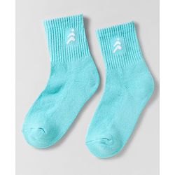 Pine Active Cotton Lycra Knit Breathable Calf Length Solid Color Athletic Socks - Aqua Blue
