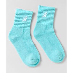 Pine Active Cotton Lycra Knit Breathable Calf Length Solid Color Athletic Socks - Aqua Blue