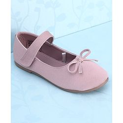 Pine Kids Velcro Closure Closed Toe Ballerina with Bow Applique - Pink