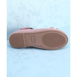 Pine Kids Velcro Closure Closed Toe Ballerina with Bow Applique - Pink