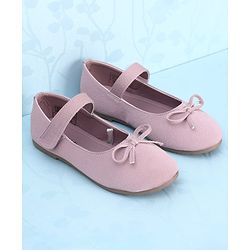 Pine Kids Velcro Closure Closed Toe Ballerina with Bow Applique - Pink