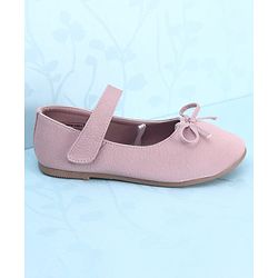 Pine Kids Velcro Closure Closed Toe Ballerina with Bow Applique - Pink