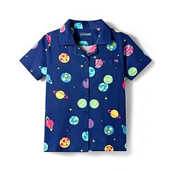 Pine Kids Cotton Knit Half Sleeves Co-ords Night Suit With Space Theme Print - Blue