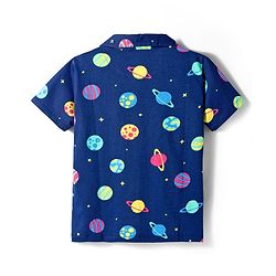 Pine Kids Cotton Knit Half Sleeves Co-ords Night Suit With Space Theme Print - Blue