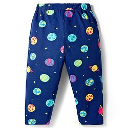 Pine Kids Cotton Knit Half Sleeves Co-ords Night Suit With Space Theme Print - Blue
