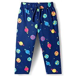 Pine Kids Cotton Knit Half Sleeves Co-ords Night Suit With Space Theme Print - Blue