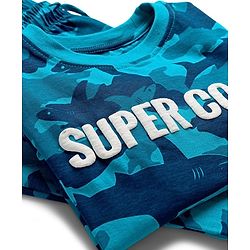Pine Kids Cotton Knit Half Sleeves Night Suit With Super Cool Print - Blue