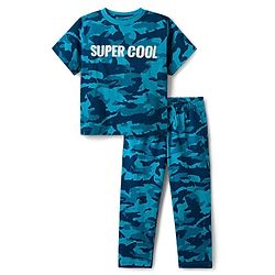 Pine Kids Cotton Knit Half Sleeves Night Suit With Super Cool Print - Blue