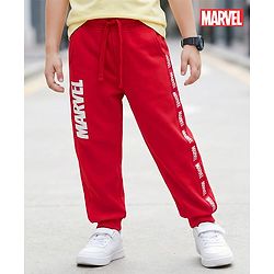 Pine Kids Marvel Terry Knit Full Length Lounge Pant with Marvel Graphic & Tape Detailing - Red