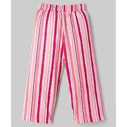 Pine Kids Cotton Knit Half Sleeves Striped Co-Ord Shirt & Capri Night Suit - Pink