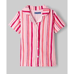 Pine Kids Cotton Knit Half Sleeves Striped Co-Ord Shirt & Capri Night Suit - Pink