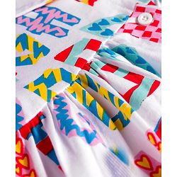 Pine Kids Cotton Knit Half Sleeves Co-Ord Top & Pyjama Capri Set Printed Night-Suit - Multicolor