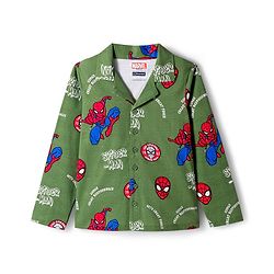 Pine Kids Marvel Single Jersey Knit Full Sleeves Co-ord Night Suit With Spider-Man Print - Green