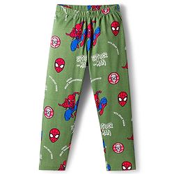 Pine Kids Marvel Single Jersey Knit Full Sleeves Co-ord Night Suit With Spider-Man Print - Green