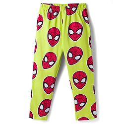 Pine Kids Marvel Single Jersey Knit Full Sleeves Co-ord Night Suit With Spider-Man Print - Lime Green