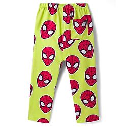 Pine Kids Marvel Single Jersey Knit Full Sleeves Co-ord Night Suit With Spider-Man Print - Lime Green