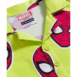 Pine Kids Marvel Single Jersey Knit Full Sleeves Co-ord Night Suit With Spider-Man Print - Lime Green