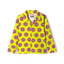 Pine Kids Marvel Single Jersey Knit Full Sleeves Co-ords Night Suit With Captain America Print - Light Green