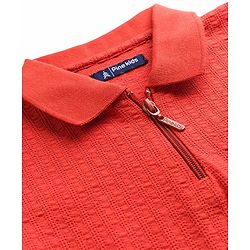 Pine Kids Cotton Knit Half Sleeves Solid Colour T-Shirt - Red