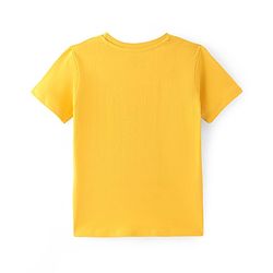 Pine Kids Cotton Knit Half Sleeves T-Shirt with Dino Graphic - Yellow