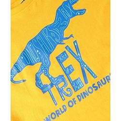 Pine Kids Cotton Knit Half Sleeves T-Shirt with Dino Graphic - Yellow
