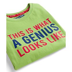Pine Kids Cotton Knit Half Sleeves T-Shirt With Text Print - Lime Green