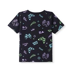 Pine Kids Cotton Knit Half Sleeves T-Shirt With Text Print - Black