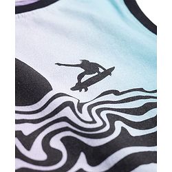 Pine Kids Cotton Knit Sleeveless T-Shirt With Text Print - Light Blue