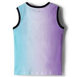 Pine Kids Cotton Knit Sleeveless T-Shirt With Text Print - Light Blue
