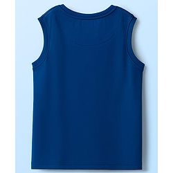Pine Kids Cotton Knit Sleeveless T-Shirt With Cut & Sew Design - Navy Blue