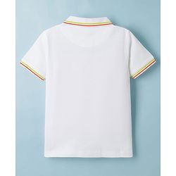 Pine Kids Cotton Knit Half Sleeves Striped Polo T-Shirt - Navy Blue