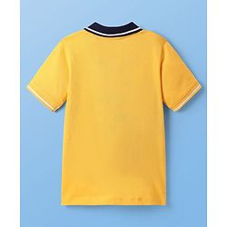 Pine Kids Cotton Knit Half Sleeves Polo T- Shirt With Cut & Sew Design & Embroidery - Yellow & White