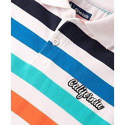 Pine Kids Cotton Knit Half Sleeves Striped Polo T-Shirt - Multicolor