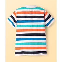 Pine Kids Cotton Knit Half Sleeves Striped Polo T-Shirt - Multicolor