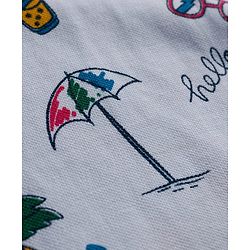 Pine Kids Cotton Knit Half Sleeves Beach Theme Printed Polo T-Shirt - White