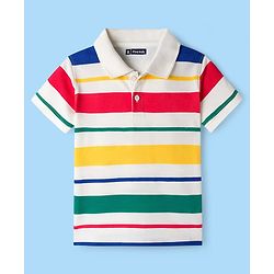 Pine Kids Cotton Knit Half Sleeves T-Shirt With Stripes - Multicolour