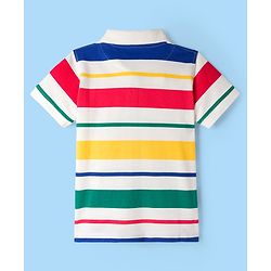 Pine Kids Cotton Knit Half Sleeves T-Shirt With Stripes - Multicolour