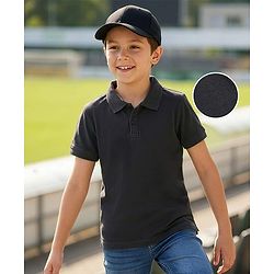 Pine Kids Cotton Knit Polo Neck T-Shirt - Black
