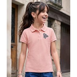 Pine Kids Cotton Knit Polo Neck T-Shirt - Black