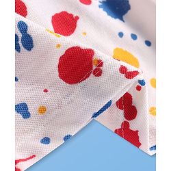 Pine Kids Cotton Knit Half Sleeves Polo T-Shirt With Holi Print - White