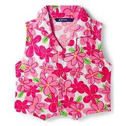 Pine Kids Woven Sleeveless Co-ords Top & Pant Set with Floral Print - Dark Pink
