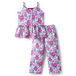 Pine Kids Woven Sleeveless Co-ords Top & Pant Set with Floral Print - Multicolor