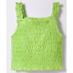 Pine Kids Cotton Woven Sleeveless Solid Color Co-ords Top & Shorts Set - Light Green