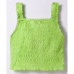 Pine Kids Cotton Woven Sleeveless Solid Color Co-ords Top & Shorts Set - Light Green