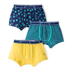 Pine Kids Cotton Knit Trunks With Stripes & Sports Theme Print Pack Of 3 ( Colour May Vary )